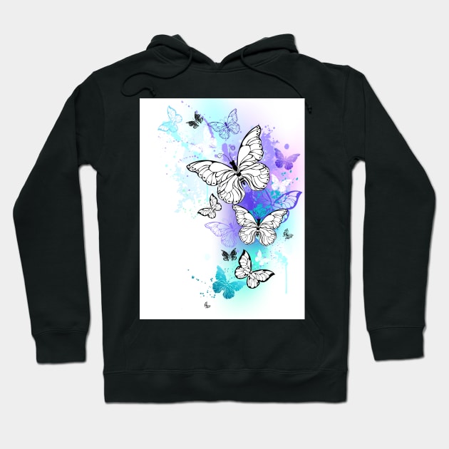 Flying Butterflies Watercolor Hoodie by Blackmoon9